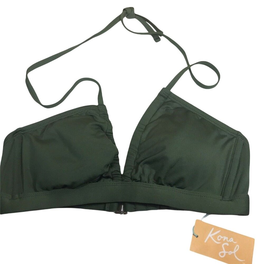 Kona Sol Womens Size Small Triangle Bikini Top Dark Green New With Tags